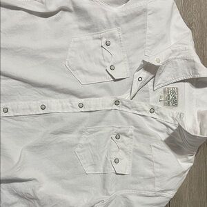 Tecovas white denim pearl snap